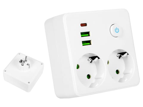 ⁨Rozgałęźnik PS-210 2-Gniazda 2xUSB+USB-C biały⁩ w sklepie Wasserman.eu