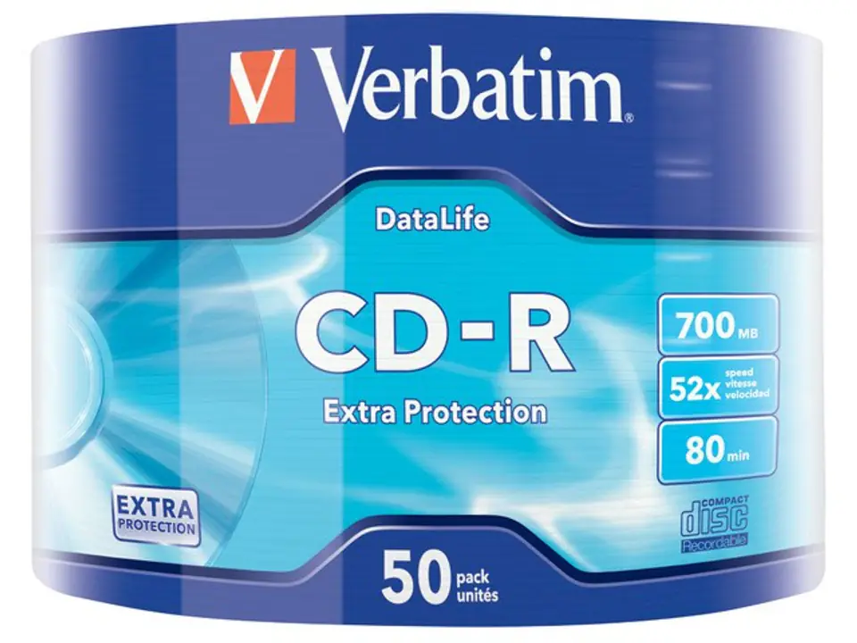 ⁨Verbatim CD-R Extra Protection 700 MB 50 pc(s)⁩ at Wasserman.eu