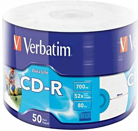 ⁨Płyta CD Verbatim 43794 (700MB; 52x; 50szt.; Spindle)⁩ w sklepie Wasserman.eu