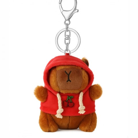 ⁨Brelok do kluczy pluszowa puchata Kapibara w bluzie z truskawką BRL379⁩ w sklepie Wasserman.eu