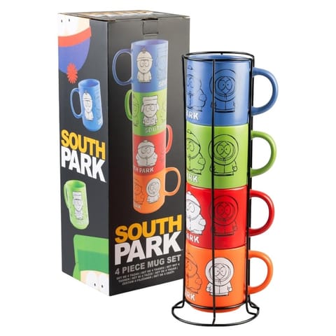⁨South Park - Zestaw kubków ceramicznych ze stojakiem 300 ml 4 szt.⁩ w sklepie Wasserman.eu
