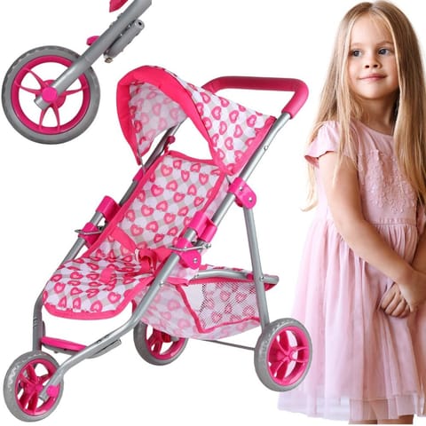 ⁨WOOPIE ROYAL Trójkołowa Spacerówka Wózek dla Lalek Serce Róż⁩ w sklepie Wasserman.eu