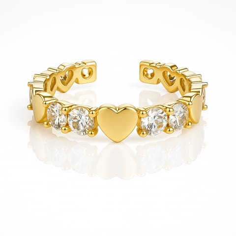 ⁨Pierścionek stal chirurgiczna platerowana złotem regulowany, z cyrkoniami PST970, Rozmiar pierścionków: US6 EU11⁩ w sklepie Wasserman.eu