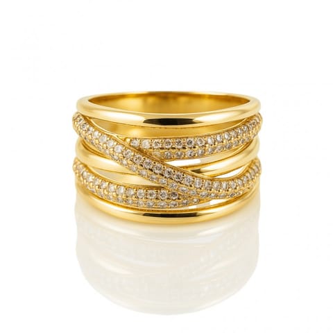 ⁨Pierścionek stal chirurgiczna platerowana złotem, z cyrkoniami PST973, Rozmiar pierścionków: US8 EU17⁩ w sklepie Wasserman.eu