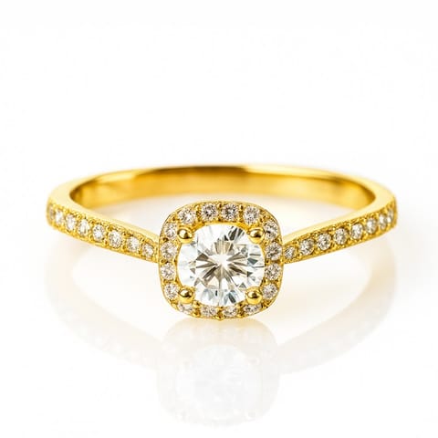 ⁨Pierścionek stal chirurgiczna platerowana złotem, z cyrkoniami PST967, Rozmiar pierścionków: US8 EU17⁩ w sklepie Wasserman.eu