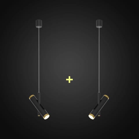 ⁨Lampa wisząca Lunette No.1 P czarna zestaw (Barwa światła delikatnie ciepła, Kolor satynowe złoto, Możliwość ściemniania nie)⁩ w sklepie Wasserman.eu