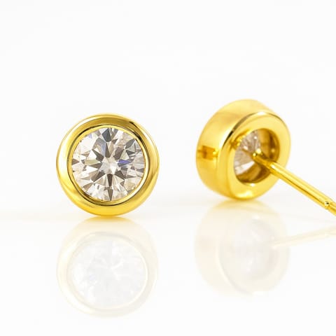 ⁨Kolczyki ze stali szlachetnej pozłacane 14k złotem, cyrkonie KST3470⁩ w sklepie Wasserman.eu