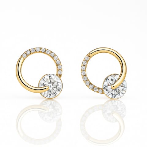 ⁨Kolczyki ze stali szlachetnej pozłacane 14k złotem, cyrkonie, kółka sztyft KST3471⁩ w sklepie Wasserman.eu
