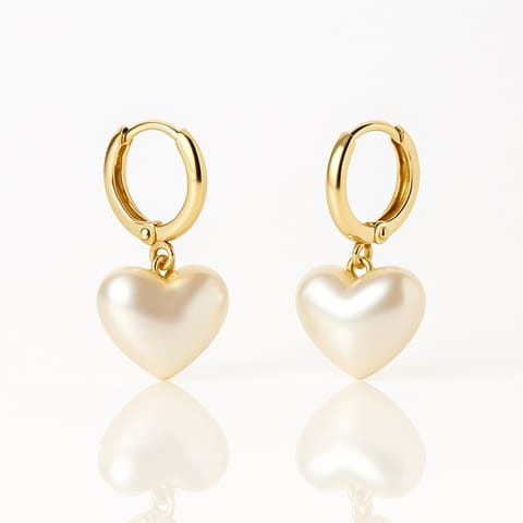 ⁨Kolczyki ze stali szlachetnej pozłacane 14k złotem, perły serca KST3475⁩ w sklepie Wasserman.eu