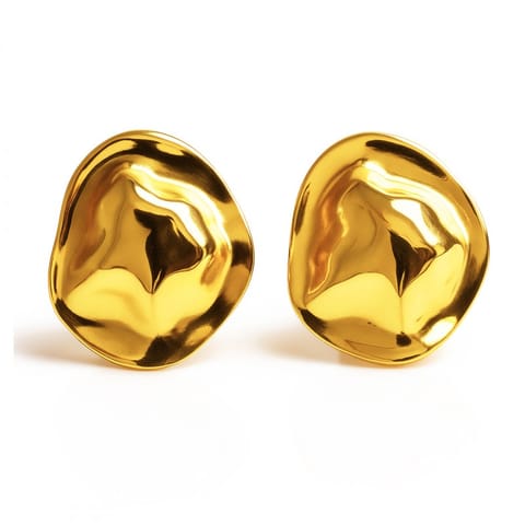 ⁨Kolczyki ze stali szlachetnej pozłacane 14k złotem, wyraziste, nowoczesne KST3478⁩ w sklepie Wasserman.eu