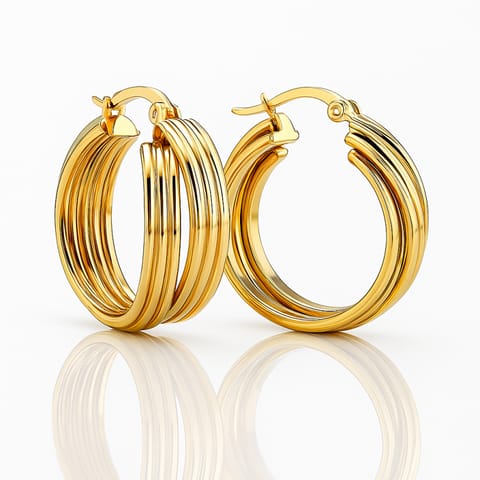 ⁨Kolczyki ze stali szlachetnej pozłacane 14k złotem, koła KST3455⁩ w sklepie Wasserman.eu