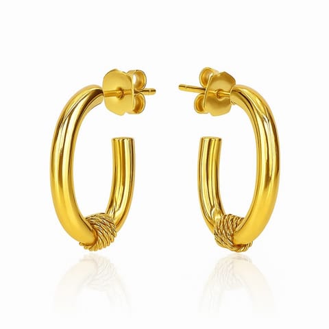 ⁨Kolczyki ze stali szlachetnej pozłacane 14k złotem, okrągłe KST3462⁩ w sklepie Wasserman.eu