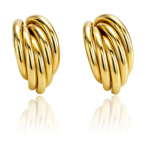 ⁨Kolczyki ze stali szlachetnej pozłacane 14k złotem, dekoracyjne KST3461⁩ w sklepie Wasserman.eu