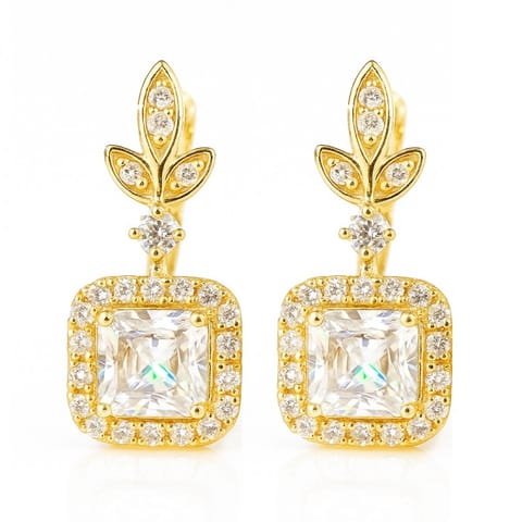 ⁨Kolczyki ze stali szlachetnej pozłacane 14k złotem, cyrkonie KST3492⁩ w sklepie Wasserman.eu