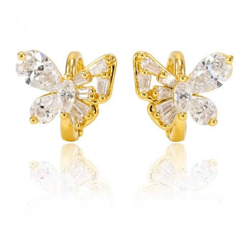 ⁨Kolczyki ze stali szlachetnej pozłacane 14k złotem, cyrkonie motylki KST3489⁩ w sklepie Wasserman.eu