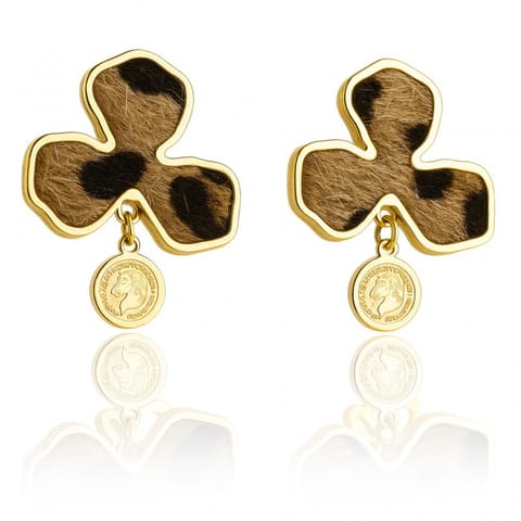 ⁨Kolczyki ze stali szlachetnej pozłacane 14k złotem, panterka KST3448⁩ w sklepie Wasserman.eu