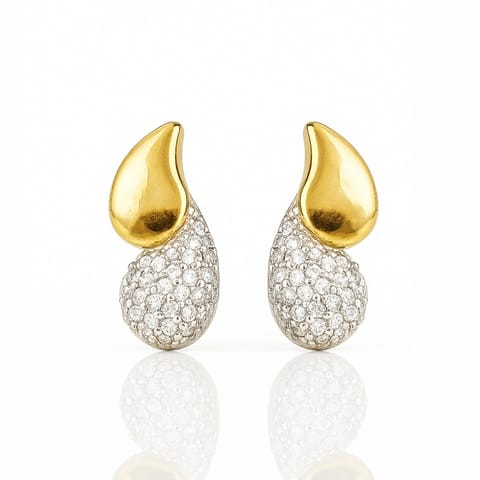 ⁨Kolczyki ze stali szlachetnej pozłacane 14k złotem, cyrkonie łezki KST3447⁩ w sklepie Wasserman.eu