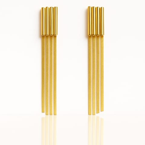 ⁨Kolczyki ze stali szlachetnej pozłacane 14k złotem, wiszące KST3446⁩ w sklepie Wasserman.eu