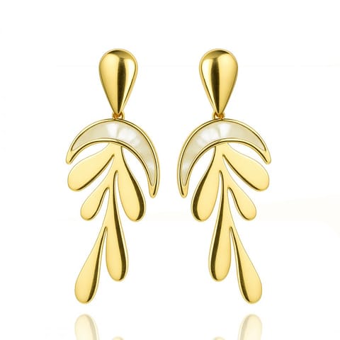 ⁨Kolczyki ze stali szlachetnej pozłacane 14k złotem, wiszące KST3442⁩ w sklepie Wasserman.eu