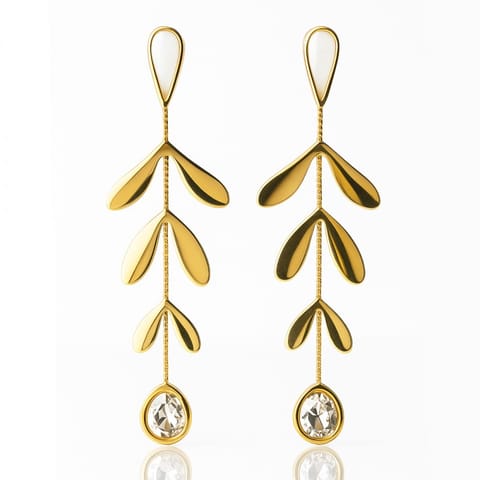 ⁨Kolczyki ze stali szlachetnej pozłacane 14k złotem, wiszące cyrkonie KST3439⁩ w sklepie Wasserman.eu