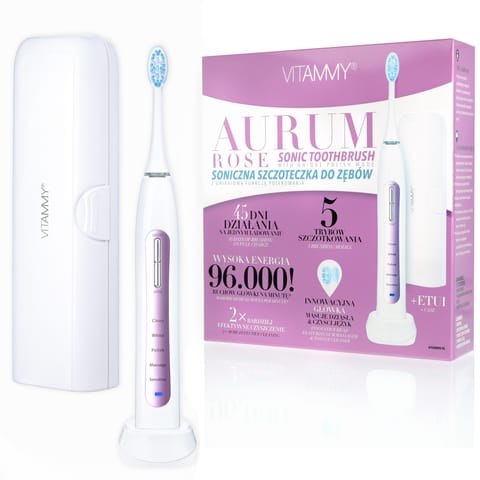 ⁨VITAMMY AURUM ROSE Szczoteczka soniczna do zębów z polerowaniem, elegancki design⁩ w sklepie Wasserman.eu