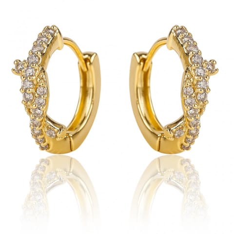 ⁨Kolczyki ze stali szlachetnej pozłacane 14k złotem, cyrkonie KST3469⁩ w sklepie Wasserman.eu