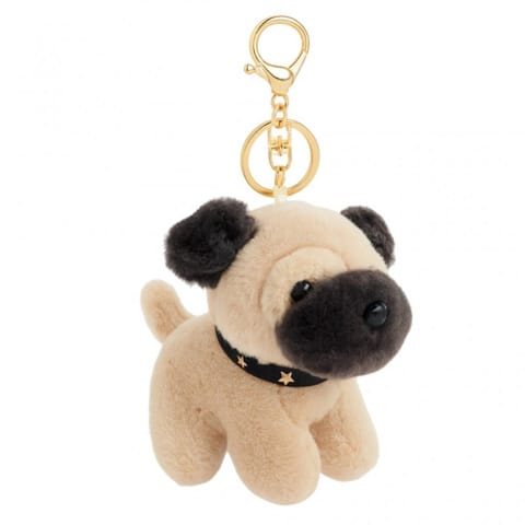 ⁨Brelok do kluczy pluszowy piesek z obrożą w gwiazdki 1szt. BRL399⁩ w sklepie Wasserman.eu