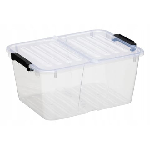 ⁨Pojemnik z podwójną pokrywą Plast Team Home Box Flex 15L, Składana pokrywa, Klipsy zabezpieczające, Transparentny, 23010800⁩ w sklepie Wasserman.eu