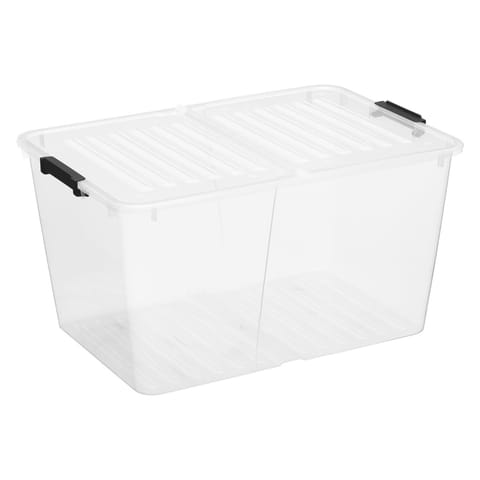 ⁨Pojemnik z podwójną pokrywą Plast Team Home Box Flex 50L, Składana pokrywa, Klipsy zabezpieczające, Transparentny, 23030800⁩ w sklepie Wasserman.eu