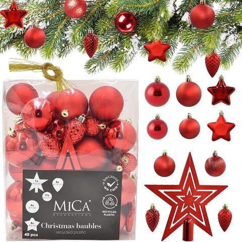⁨BOMBKA DEKORACYJNA PLASTIKOWA BEZPIECZNA 40SZT CZERWONY MICA⁩ w sklepie Wasserman.eu