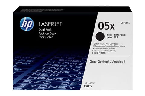 ⁨HP Original Toner Cartridge CE505XD, black, 13000 (2x6500)s, HP 05X, high capacity, HP LaserJet P2055, dual pack, 2pcs, O⁩ at Wasserman.eu