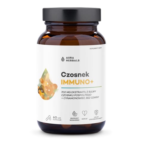 ⁨AURA HERBALS Czosnek Immuno+ 60 kapsułek⁩ w sklepie Wasserman.eu