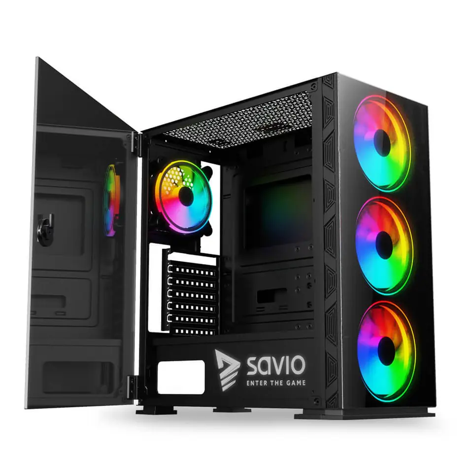 ⁨SAVIO PC Case Prime X1 ARGB Glass Black⁩ at Wasserman.eu