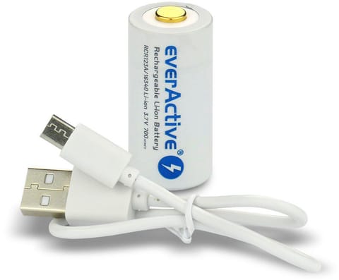 ⁨Rechargeble battery 16340 3,7V Li-ion 700 mAh micro USB⁩ at Wasserman.eu