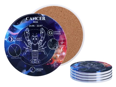 ⁨Kpl. 4 podkładek ceramicznych, okrągłe - Znaki zodiaku, Rak (CARMANI)⁩ w sklepie Wasserman.eu