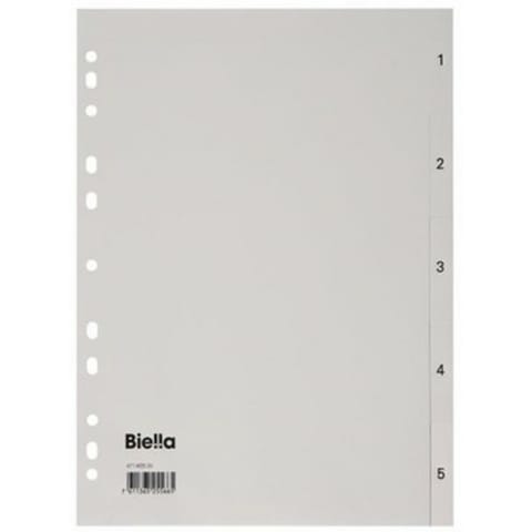 ⁨PRZEKŁADKI PP BIELLA A4 1-5 SZARE⁩ w sklepie Wasserman.eu