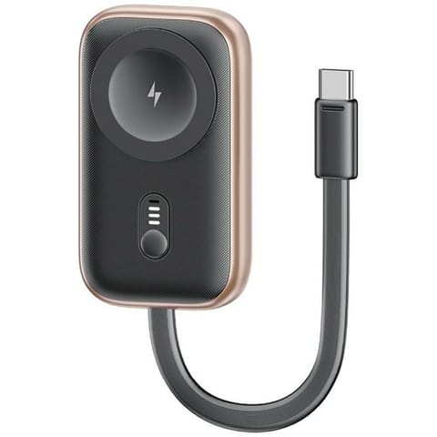 ⁨Ładowarka indukcyjna 2w1 Usams CD245 do  Apple Watch z powerbankiem 1200mAh + kabel USB-C titanium⁩ w sklepie Wasserman.eu