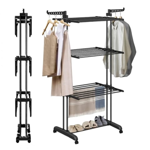 Suszarka na pranie duża pionowa składana, stojąca czarna SU02CZ w sklepie Wasserman.eu