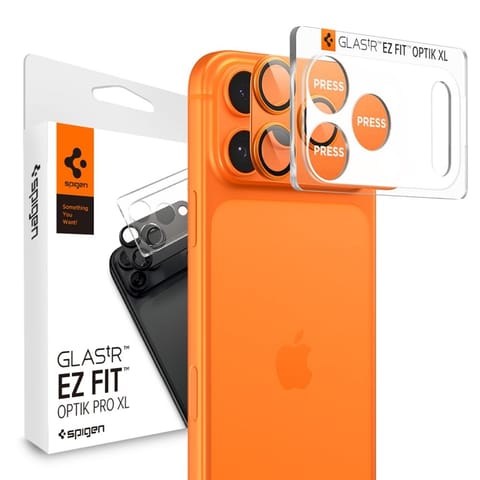 ⁨Spigen Optik Pro XL Glas.TR EZ Fit - Szkło ochronne na obiektyw iPhone 17 Pro (Orange)⁩ w sklepie Wasserman.eu