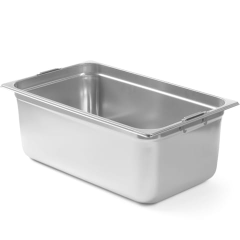 ⁨Pojemnik GN 1/1 z chowanymi uchwytami STAL 14 l 530x325x100 mm⁩ w sklepie Wasserman.eu