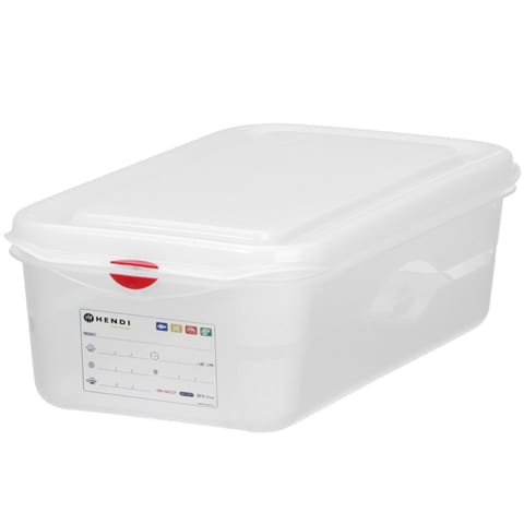 ⁨Pojemnik spożywczy GN 1/3 z etykietą pokrywką 2.5 l 325x176x65 mm⁩ w sklepie Wasserman.eu