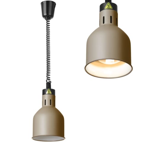 ⁨Lampa do podgrzewania potraw wisząca cylindryczna śr. 175 mm 250 W - beżowa⁩ w sklepie Wasserman.eu