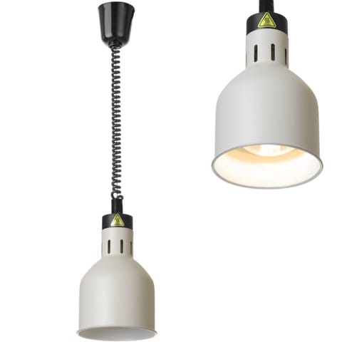 ⁨Lampa do podgrzewania potraw wisząca cylindryczna śr. 175 mm 250 W - biała⁩ w sklepie Wasserman.eu