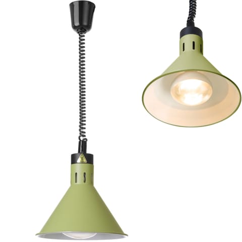 ⁨Lampa do podgrzewania potraw wisząca stożkowa śr. 275 mm 250 W - zielona⁩ w sklepie Wasserman.eu