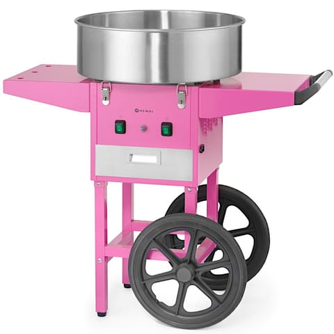 ⁨Maszyna urządzenie do waty cukrowej z wózkiem na kółkach bez pokrywy 1130 W - różowa⁩ w sklepie Wasserman.eu