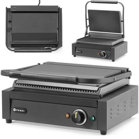 ⁨Grill elektryczny kontaktowy z płytą ryflowaną 340x235 mm 2200 W⁩ w sklepie Wasserman.eu