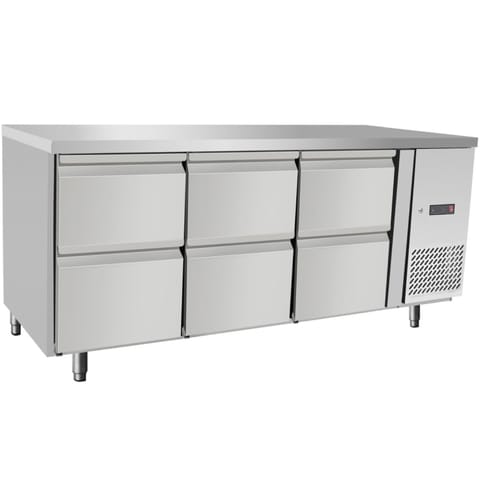 ⁨Stół chłodniczy gastronomiczny z 6 szufladami 420 l 400 W 1795x700x879 mm⁩ w sklepie Wasserman.eu