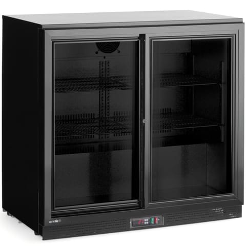 ⁨Lodówka chłodziarka barowa z 2 drzwiami suwanymi LED 158 l 160 W 90x52x87 cm⁩ w sklepie Wasserman.eu