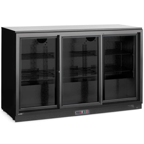 ⁨Lodówka chłodziarka barowa z 3 drzwiami suwanymi LED 308 l 160 W 135x52x87 cm⁩ w sklepie Wasserman.eu