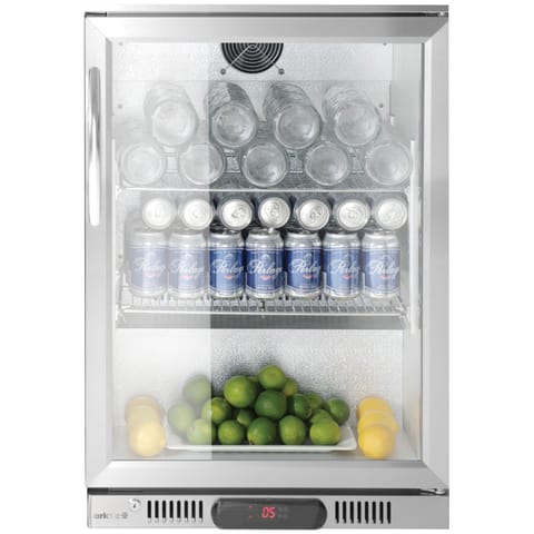 ⁨Lodówka chłodziarka barowa podblatowa 1-drzwiowa LED 75 l 120 W 53x50x84 cm - srebrna⁩ w sklepie Wasserman.eu